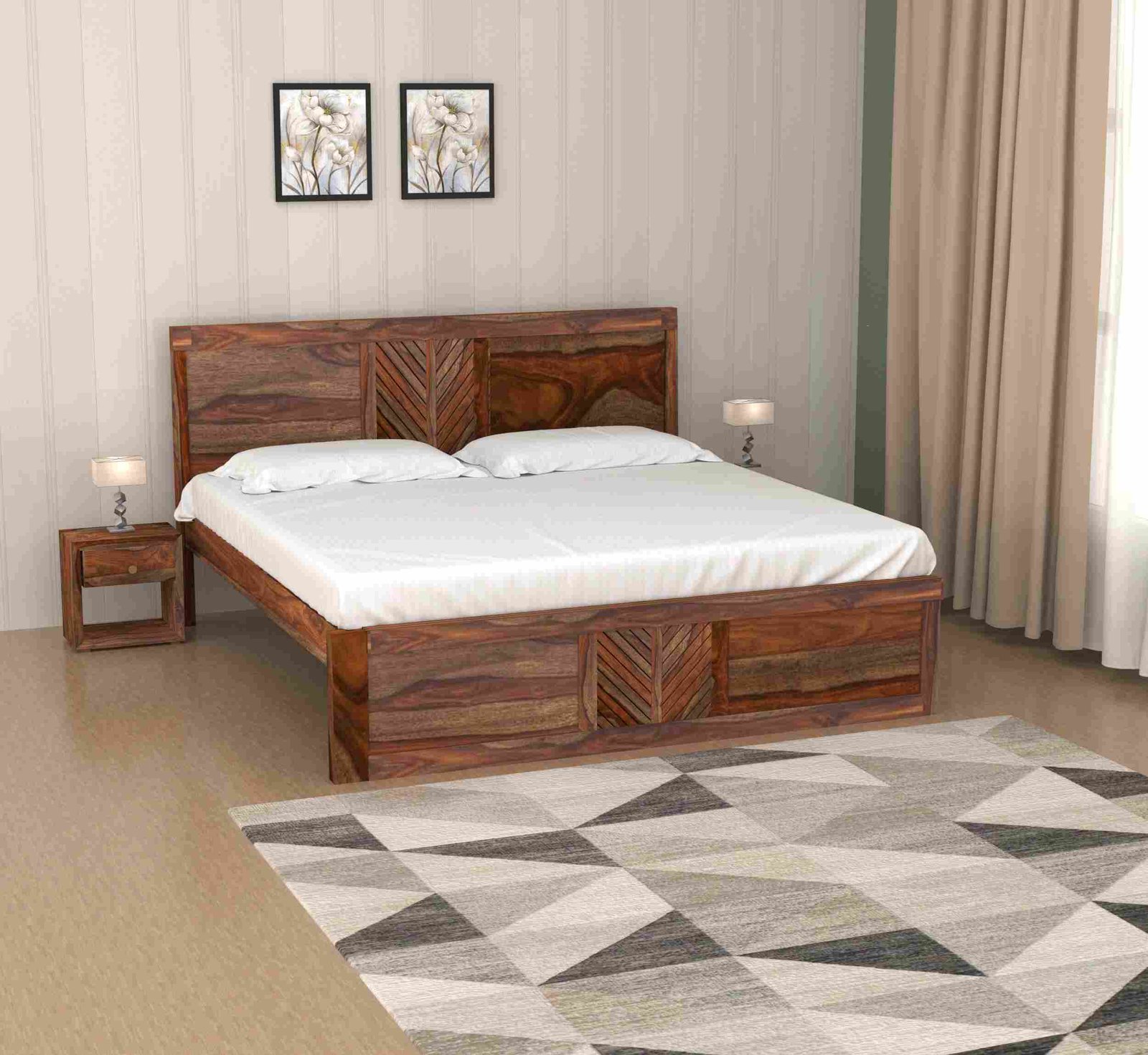 Wooden Chevron Charm Bed