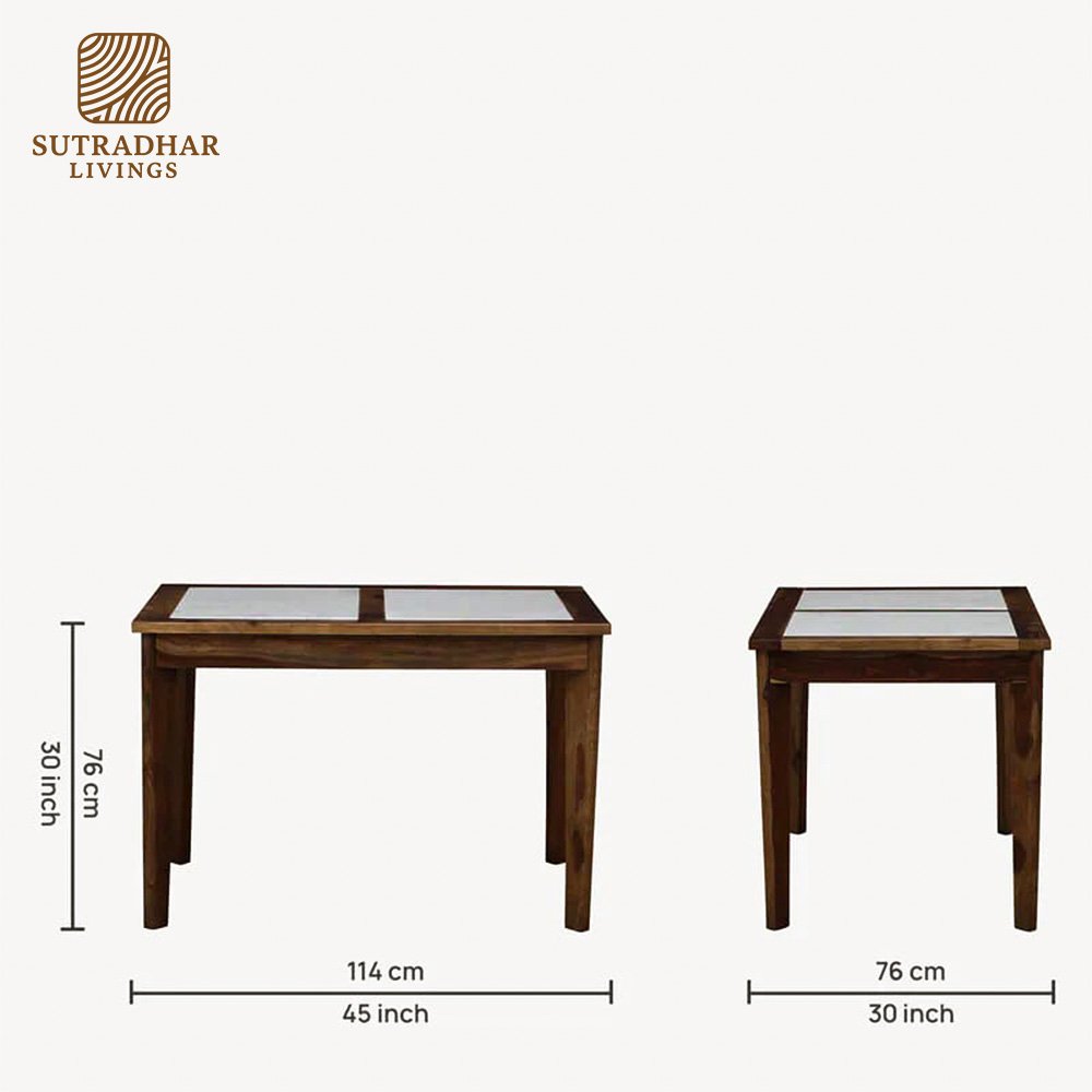 CaneCraft Solid Sheesham Wood Dining Set with Cushioned Cane Chairs - Image 2