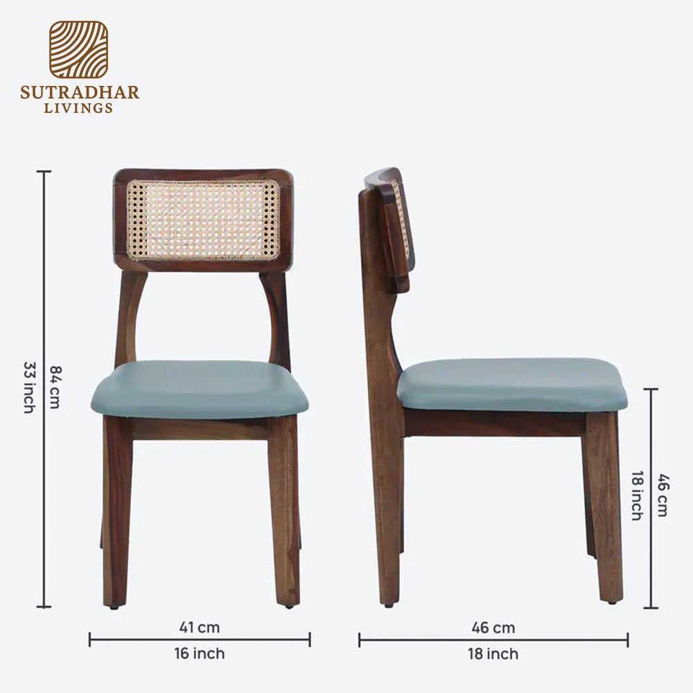 CaneCraft Solid Sheesham Wood Dining Set with Cushioned Cane Chairs - Image 3