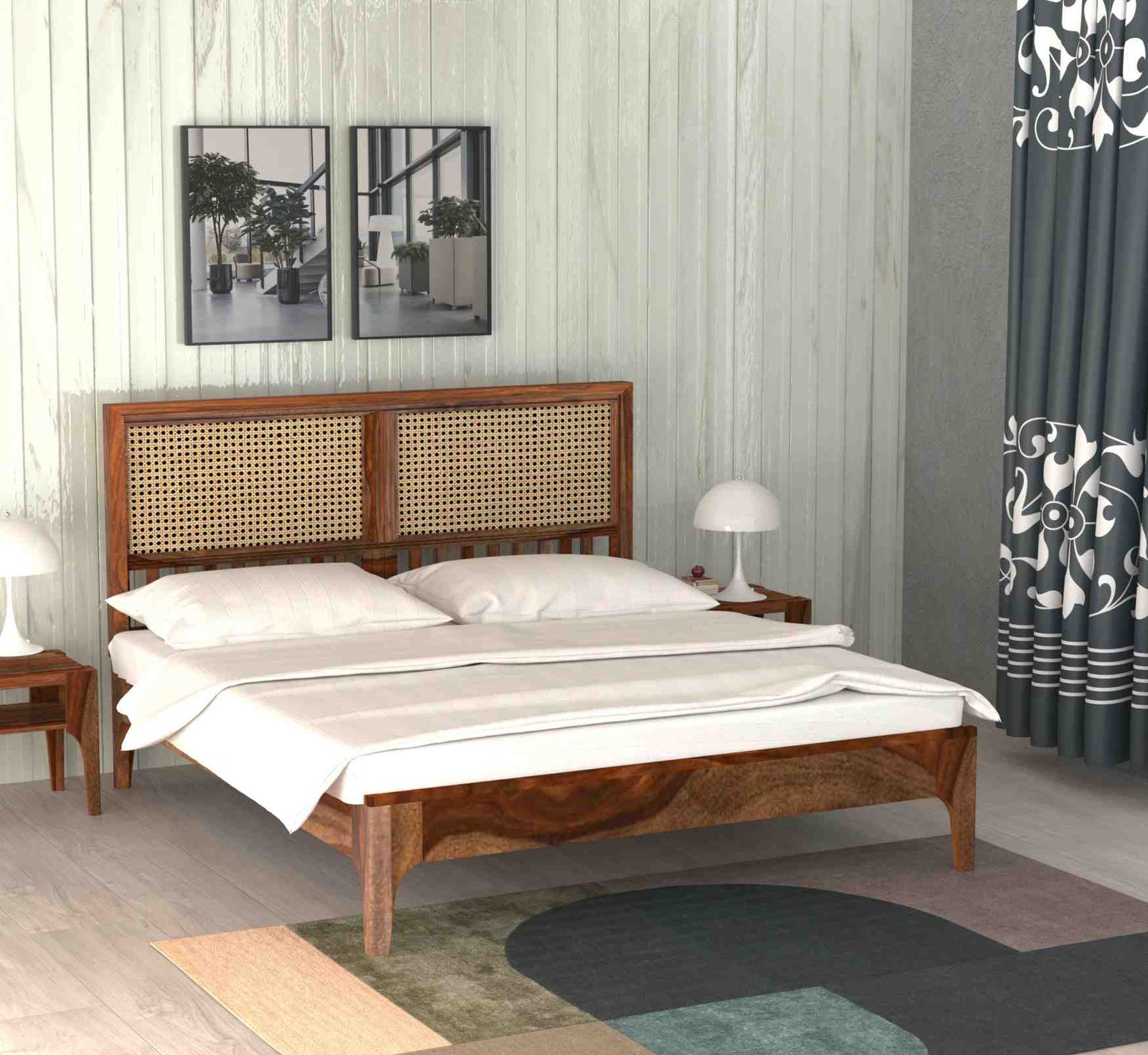Vintage Twin Panel Bed – Solid Sheesham Wood