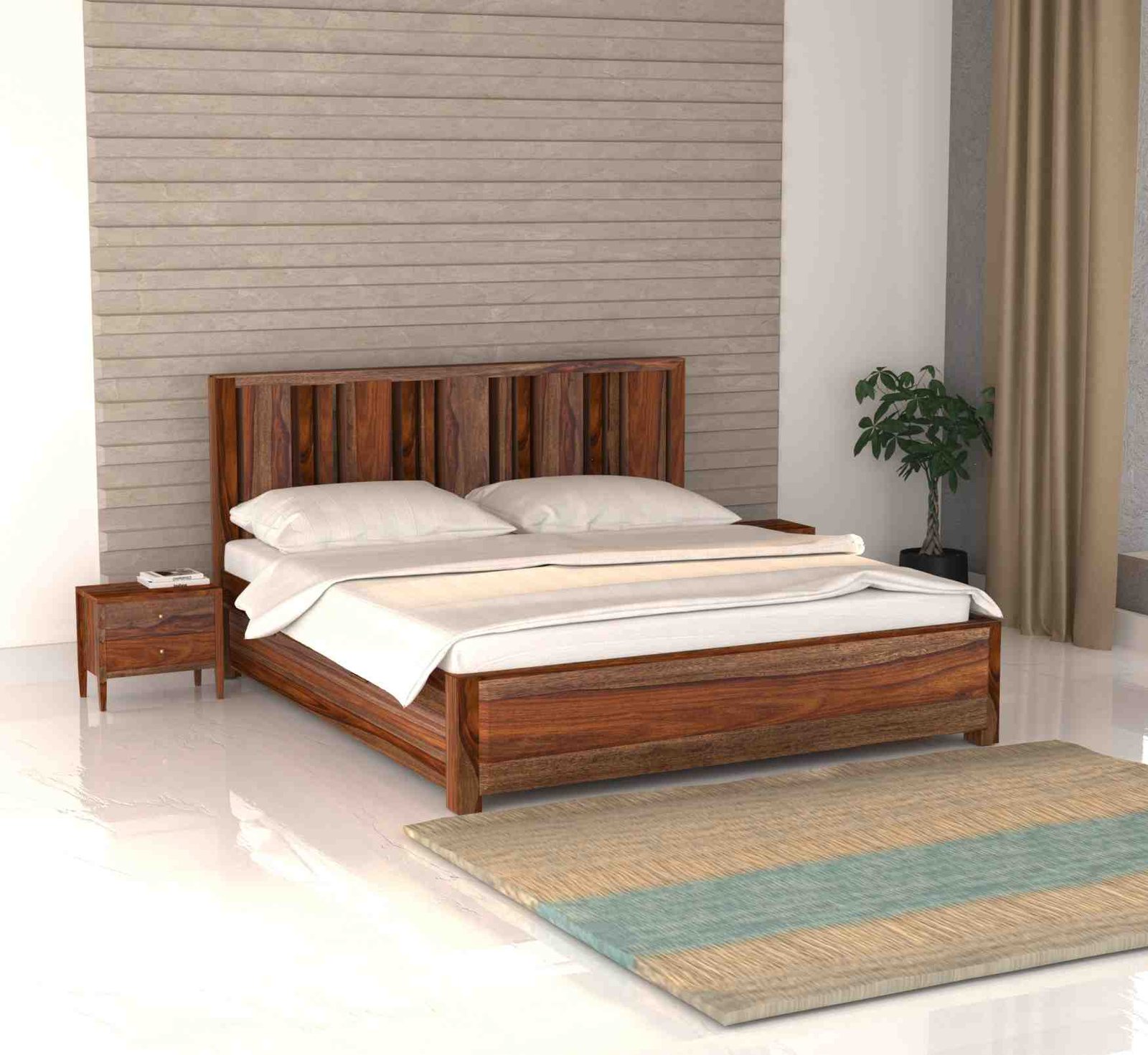 Oakline Bed – Solid Sheesham Wood - Image 3