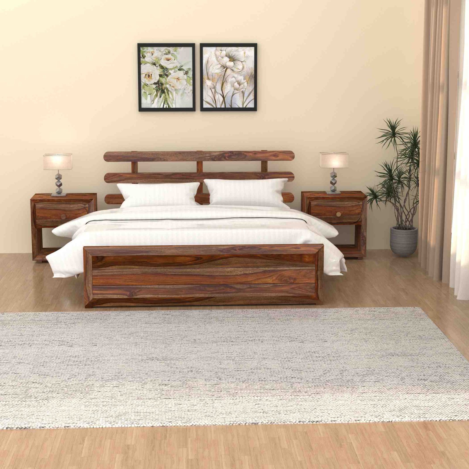 Vertex Bed – Solid Sheesham Wood