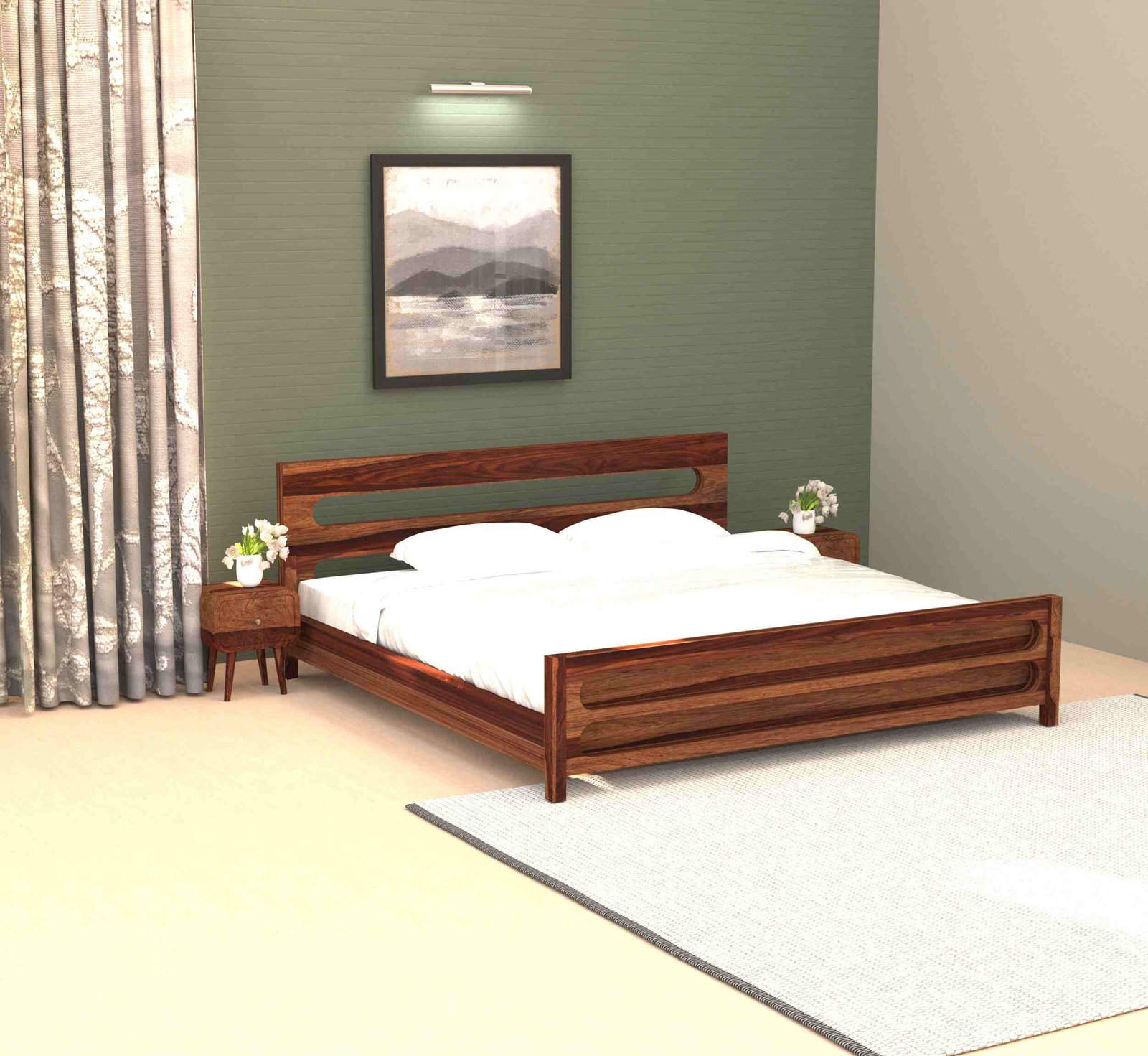 Orbit Bed – Solid Sheesham Wood