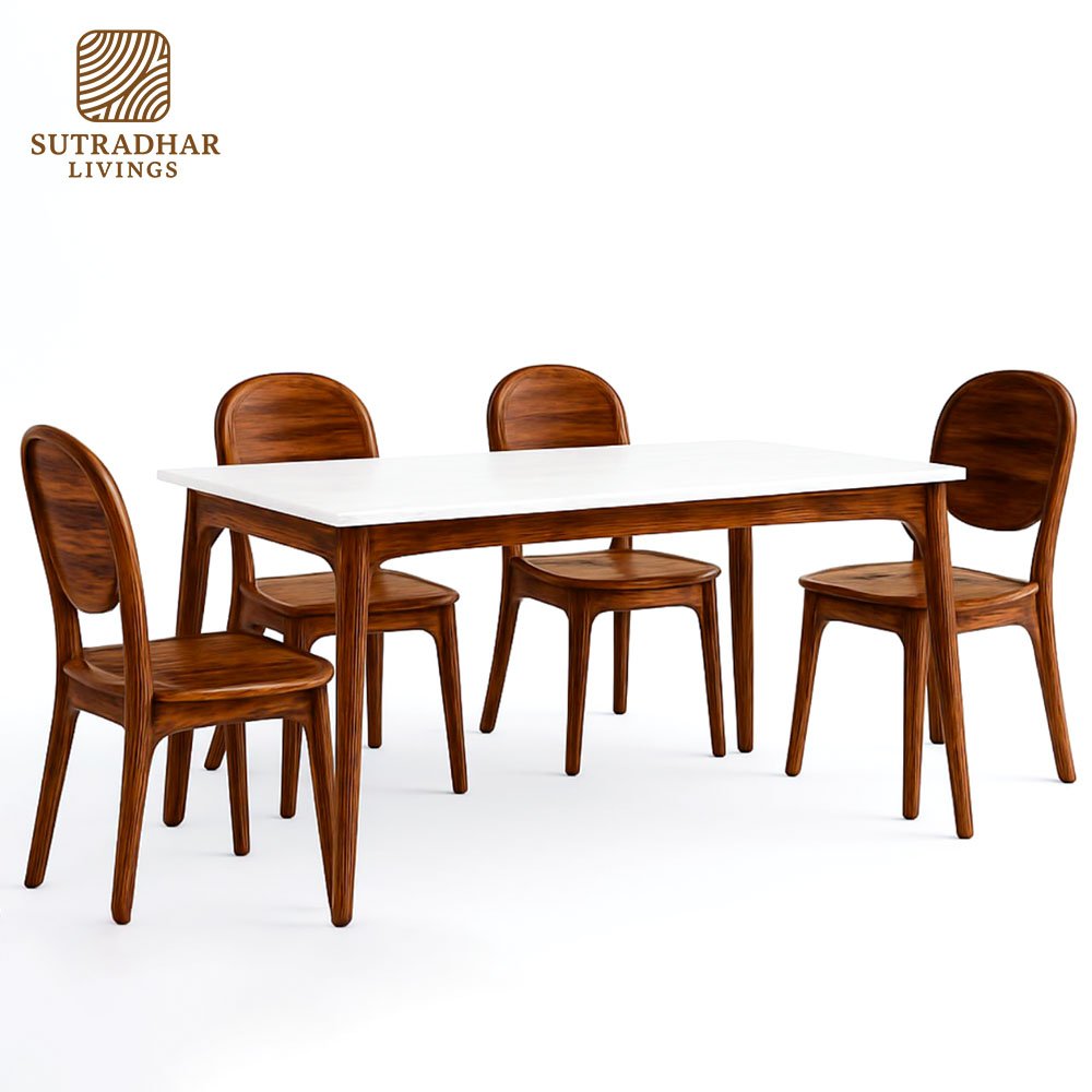 SutradharLivings Marble Top 6-Seater Dining Set - Image 3