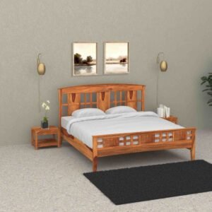 Heritage Grid Bed – Solid Sheesham Wood