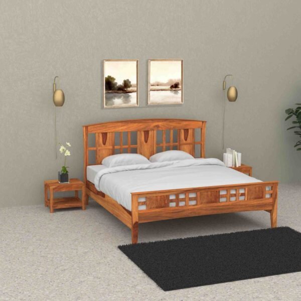 Heritage Grid Bed – Solid Sheesham Wood
