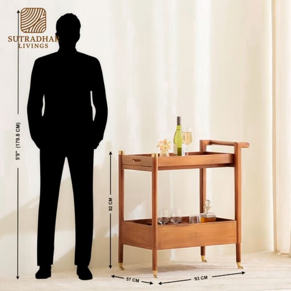 Regalia Bar Trolley Mango Wood - Image 2