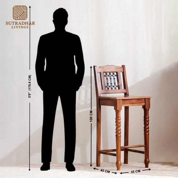 Vintage Royale Bar Stool Acacia Wood - Image 2