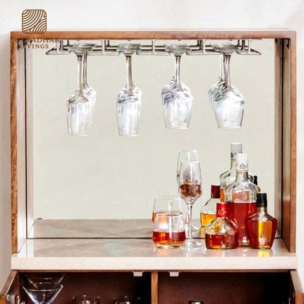 Vintago Acacia Wood Bar Unit – Stylish Wooden Home Bar Cabinet - Image 3