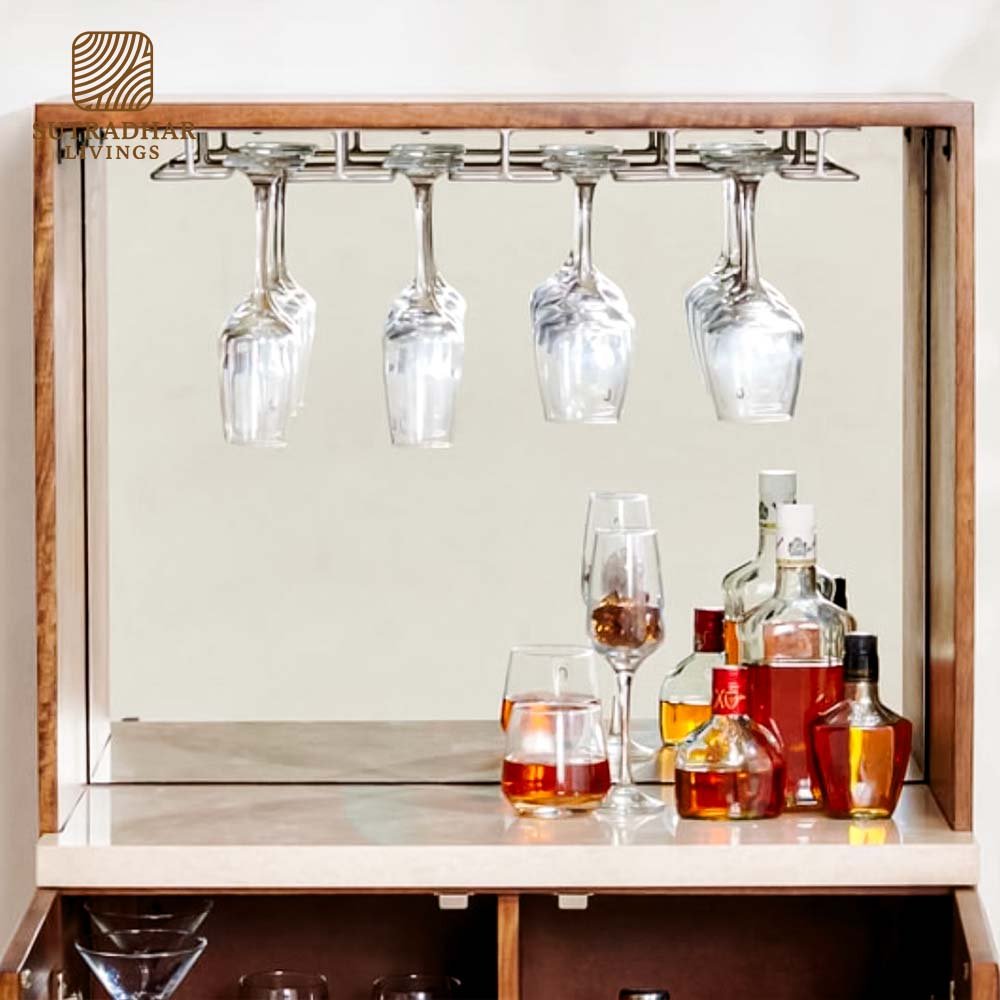 Vintago Acacia Wood Bar Unit – Stylish Wooden Home Bar Cabinet - Image 3