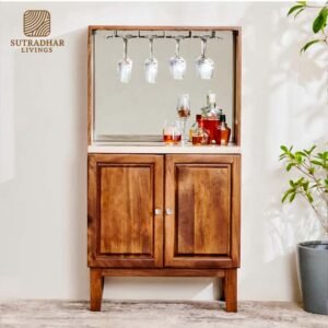 Vintago Acacia Wood Bar Unit – Stylish Wooden Home Bar Cabinet