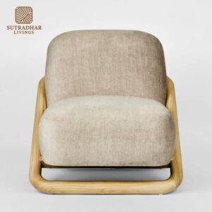 Luna Curve Lounge Chair Mango Wood – Modern Wooden Accent Chair