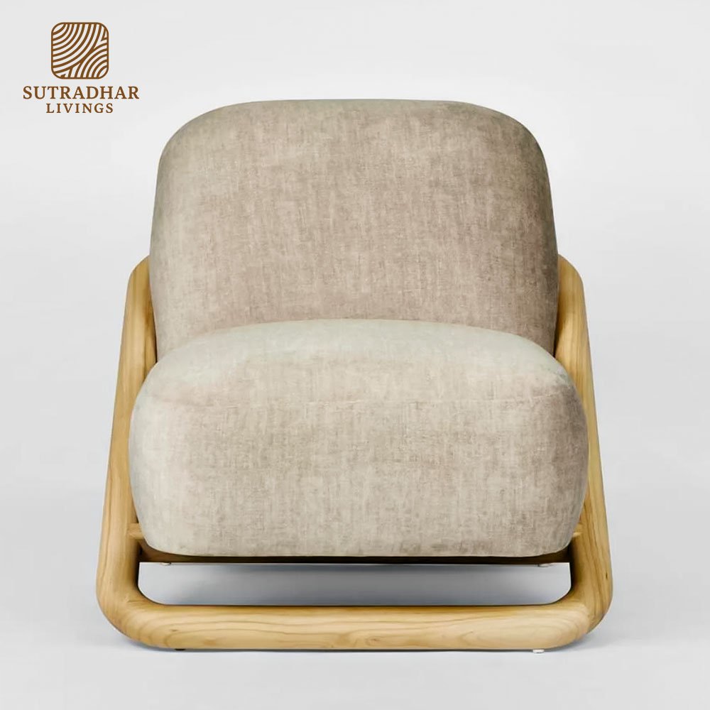 Luna Curve Lounge Chair Mango Wood – Modern Wooden Accent Chair