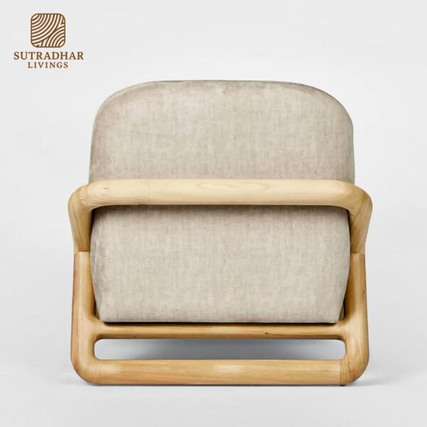 Luna Curve Lounge Chair Mango Wood – Modern Wooden Accent Chair - Image 2