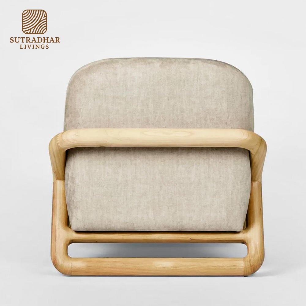 Luna Curve Lounge Chair Mango Wood – Modern Wooden Accent Chair - Image 2