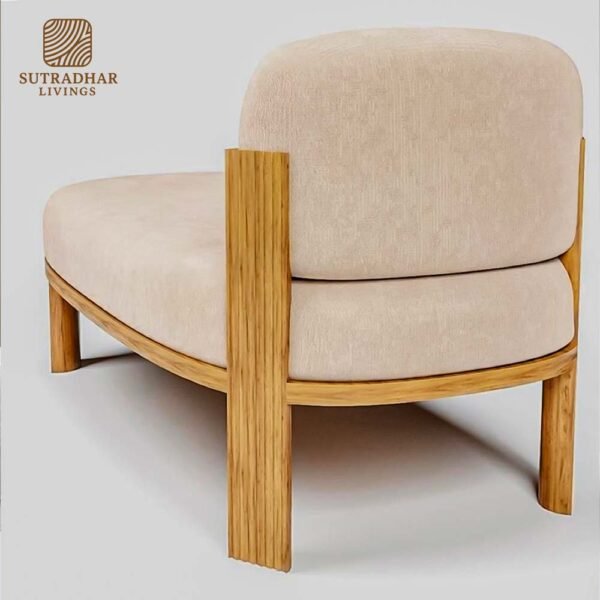 Arlo Barrel Accent Chair Mango Wood | Modern Wooden Accent Chair - Image 2