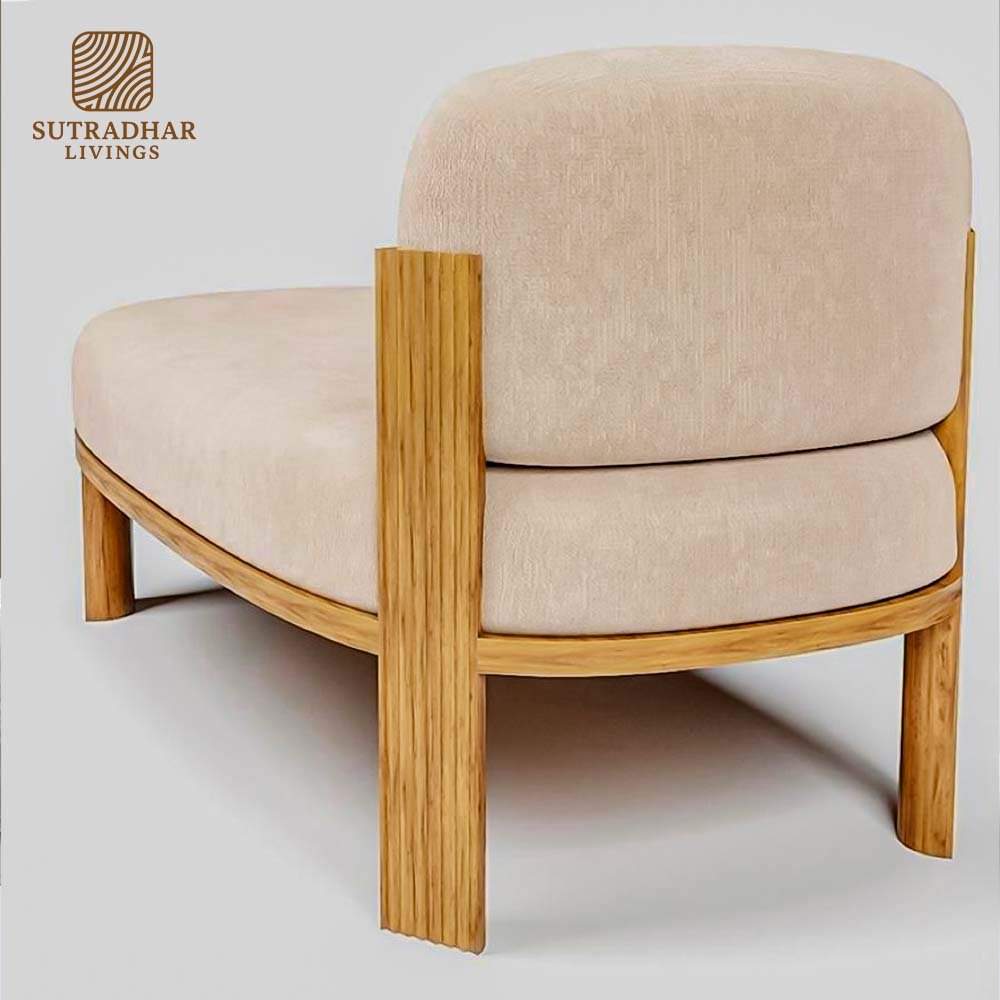 Arlo Barrel Accent Chair Mango Wood | Modern Wooden Accent Chair - Image 2