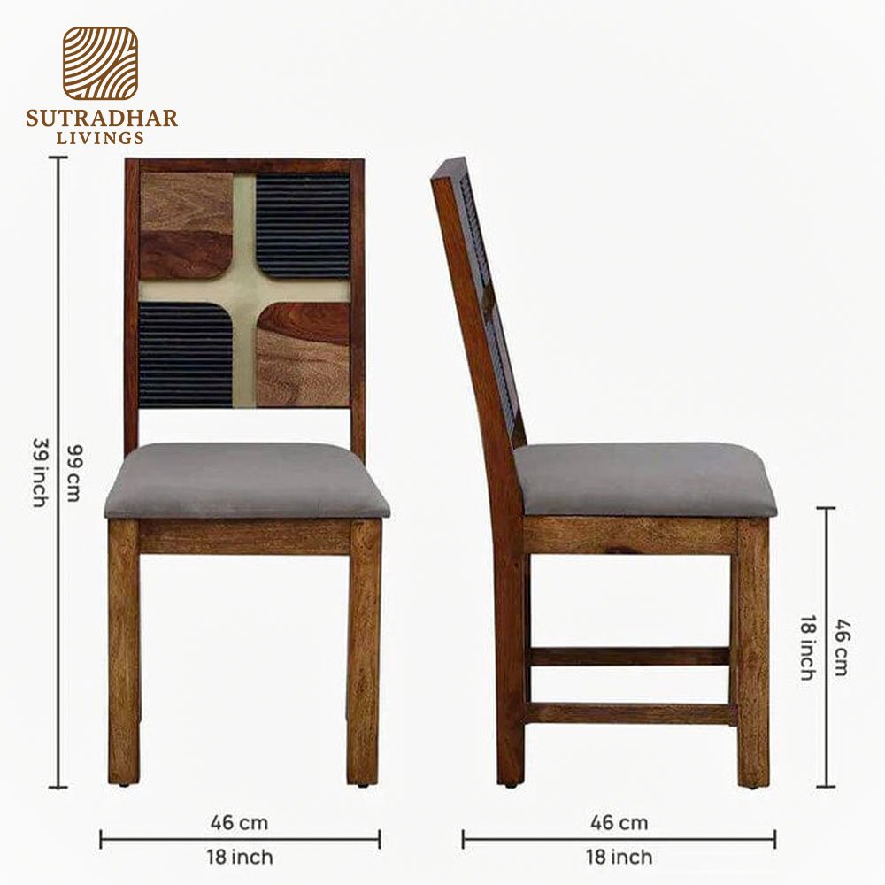 UrbanRustic Solid Sheesham Wood Dining Set – Teak/Walnut Finish - Image 4