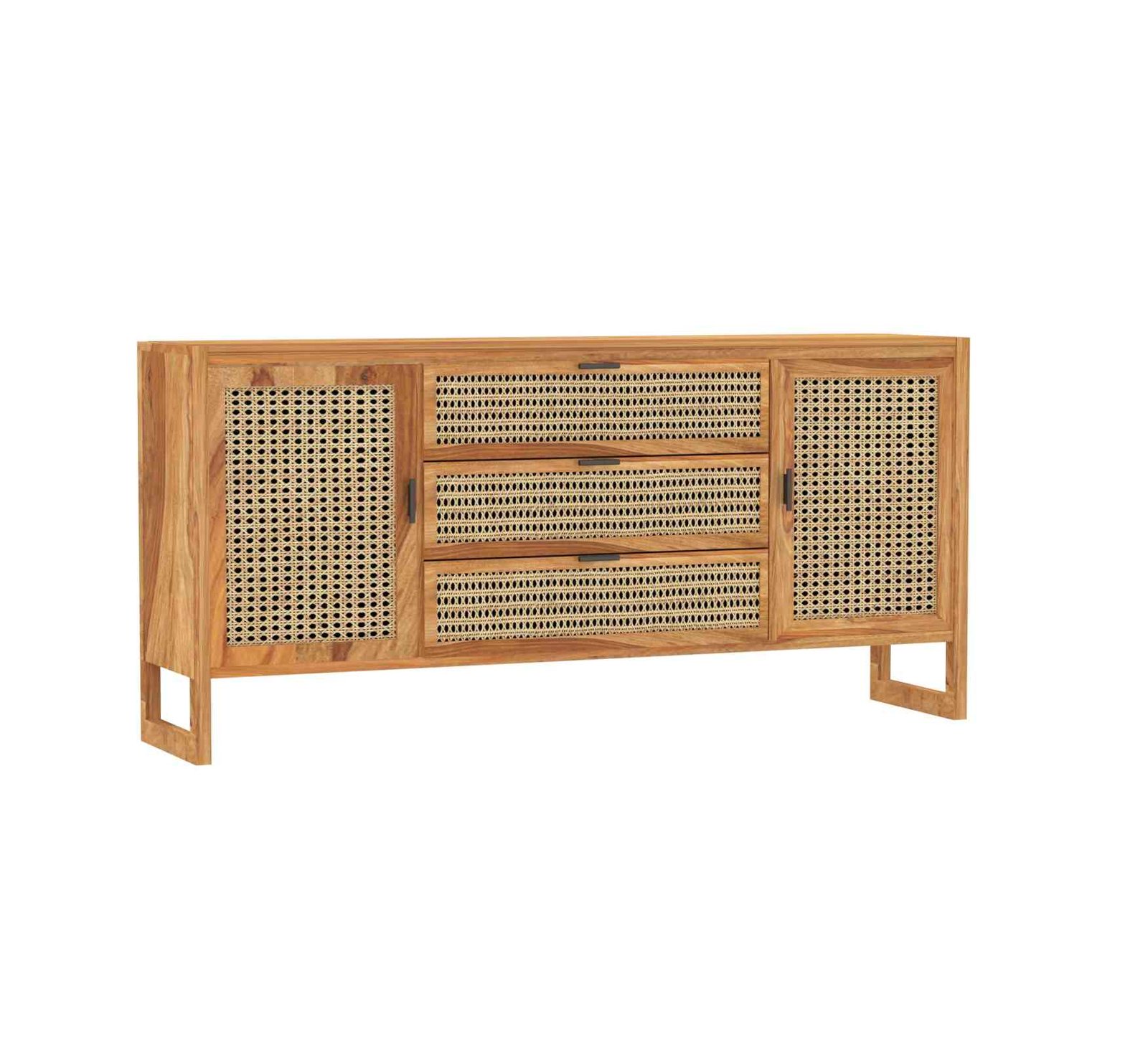 Aranya Cane Sideboard – Solid Sheesham Wood