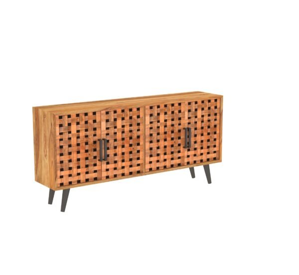 Lattice Weave Sideboard – Solid Sheesham Wood - Image 3
