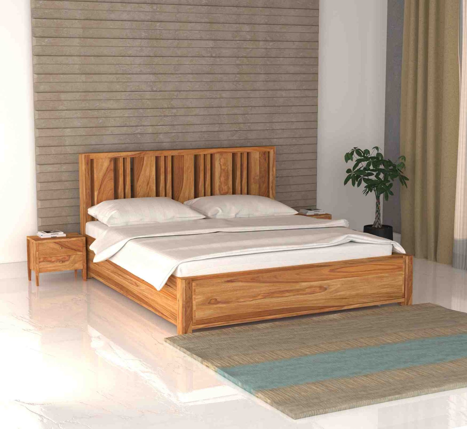 Oakline Bed – Solid Sheesham Wood