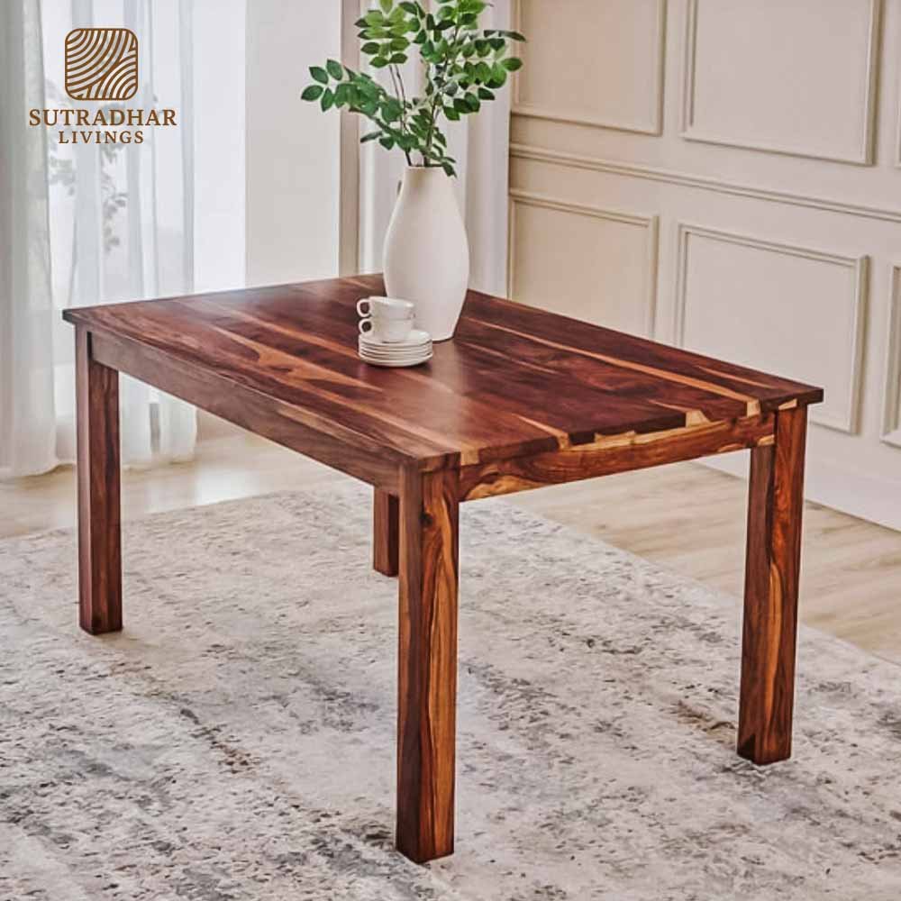Rustico Wooden 6-Seater Dining Ensemble – Solid Sheesham Wood - Image 2