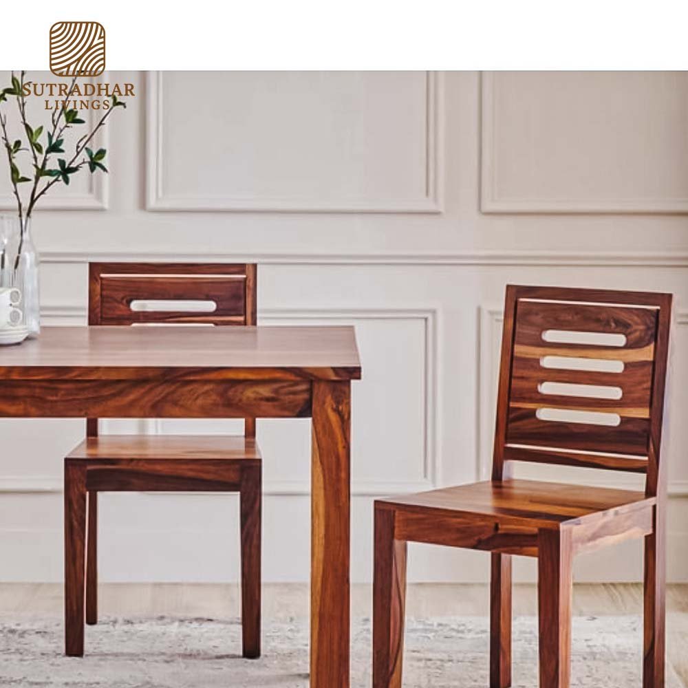 Rustico Wooden 4-Seater Dining Ensemble – Solid Sheesham Wood - Image 3