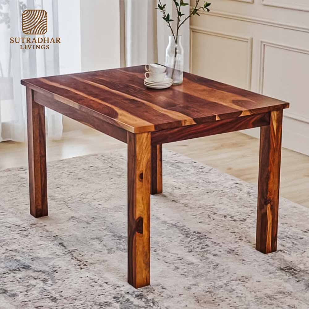 Rustico Wooden 4-Seater Dining Ensemble – Solid Sheesham Wood - Image 4