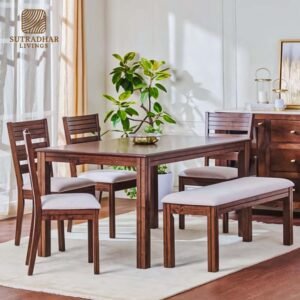 Urban Nest 6-Seater Dining Set – Solid Acacia Wood