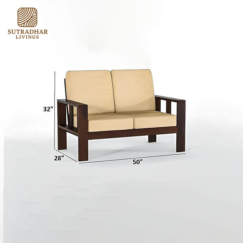 Solid Sheesham Wood 3+2+1 Sofa Set with Foam – Walnut Finish - Image 2