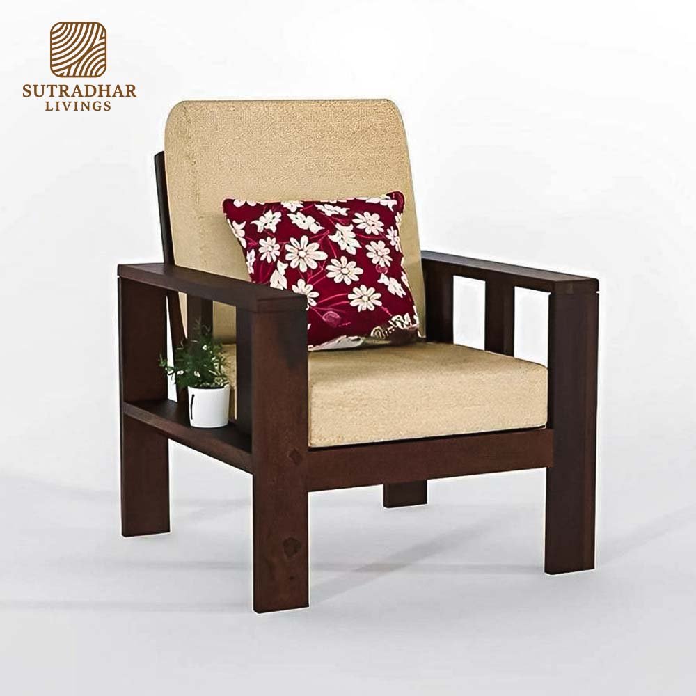 Solid Sheesham Wood 3+2+1 Sofa Set with Foam – Walnut Finish - Image 6