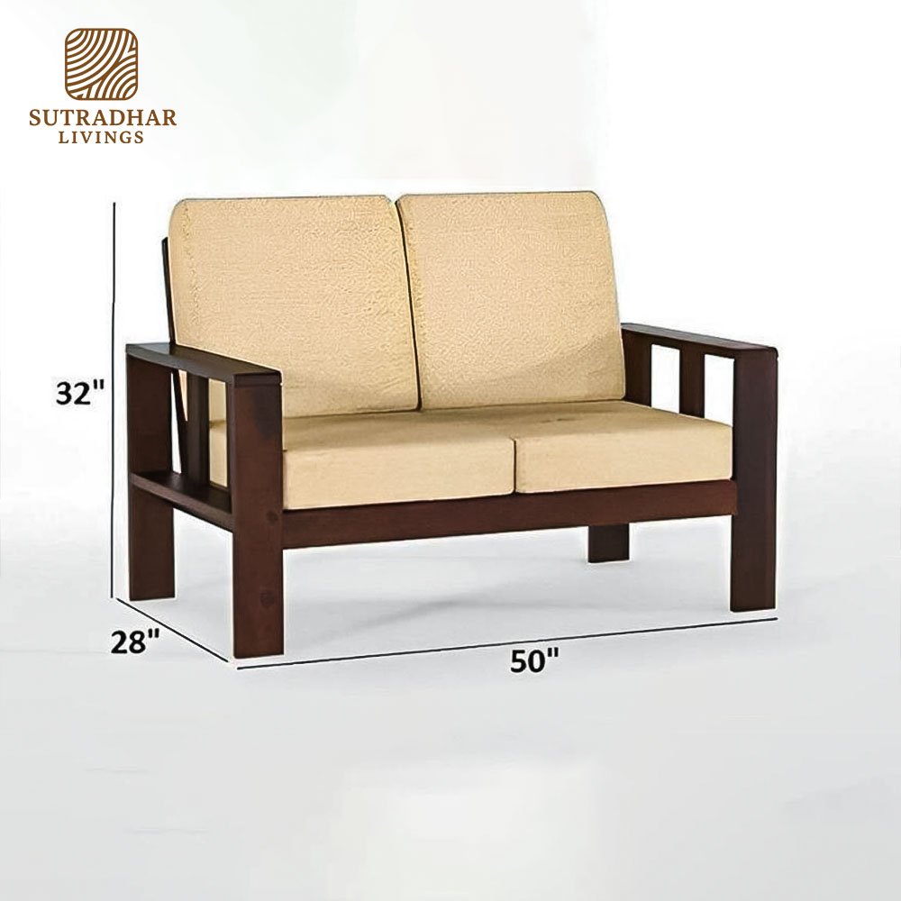 Solid Sheesham Wood 3+2+1 Sofa Set with Foam – Walnut Finish - Image 8