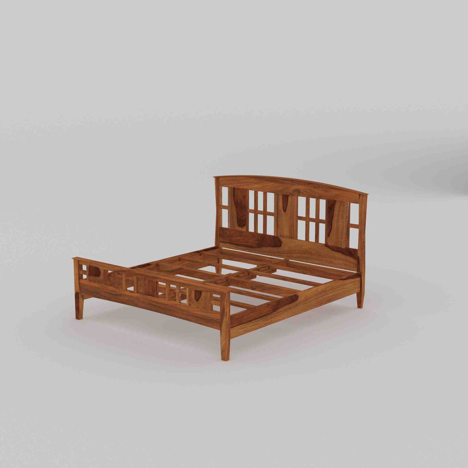 Heritage Grid Bed – Solid Sheesham Wood - Image 2