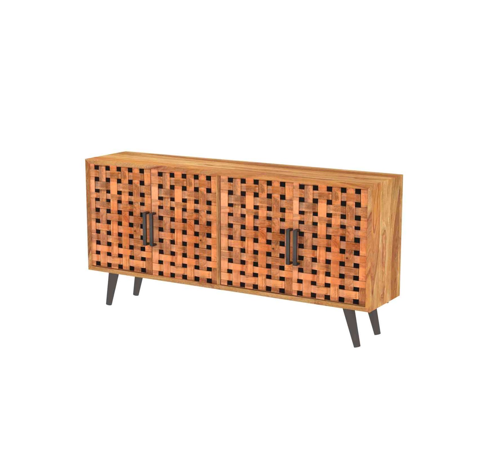 Prism Weave Sideboard – Handcrafted Sheesham Wood - Image 2