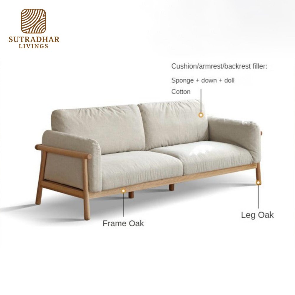 Oslo Minimalist 3-Seater Sofa – Mango Wood - Image 2