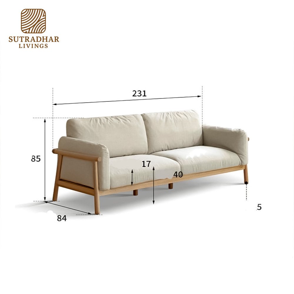 Oslo Minimalist 3-Seater Sofa – Mango Wood - Image 3