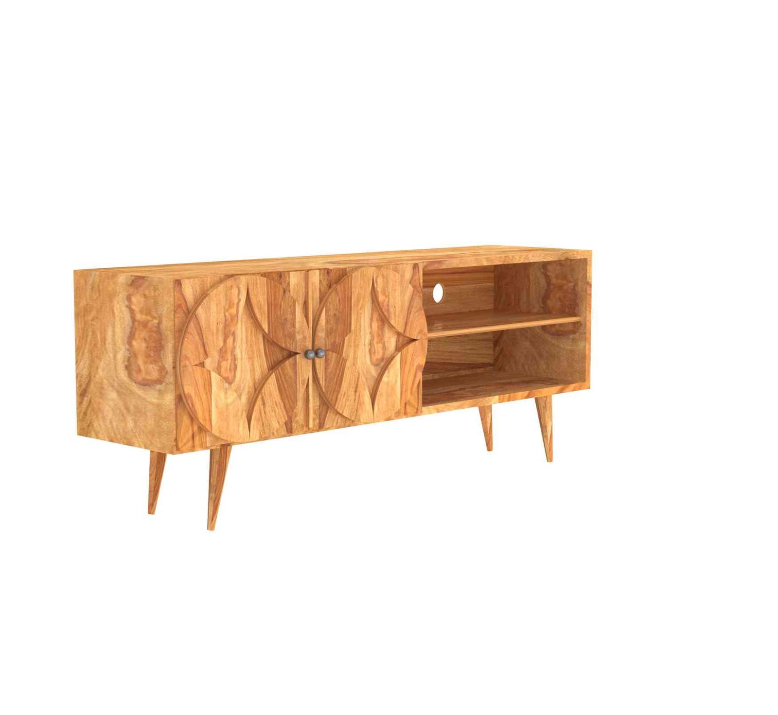Aarambh TV Unit – Handcrafted Solid Sheesham Wood - Image 3