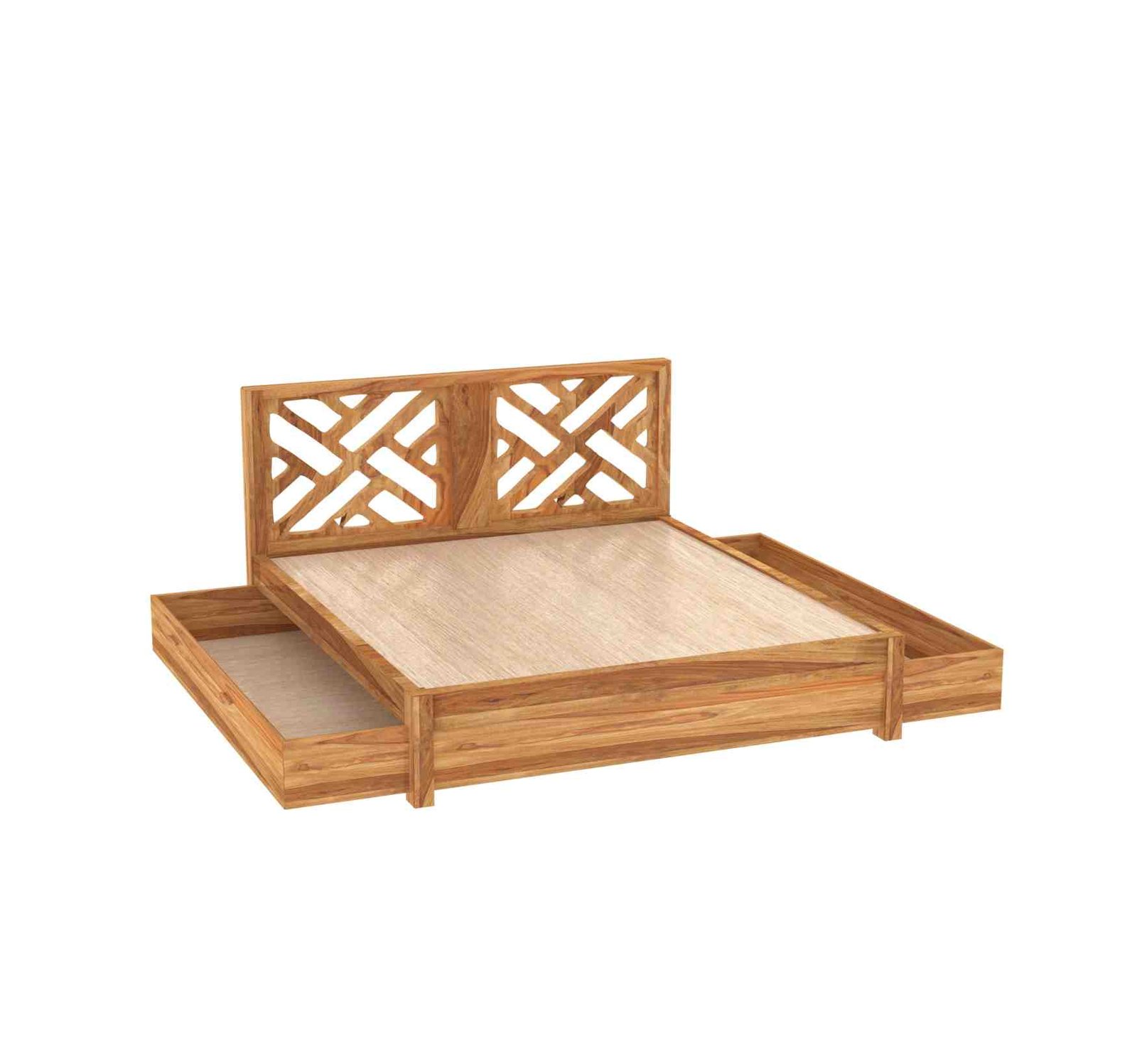 Heritage Lattice Bed – Solid Sheesham Wood - Image 2