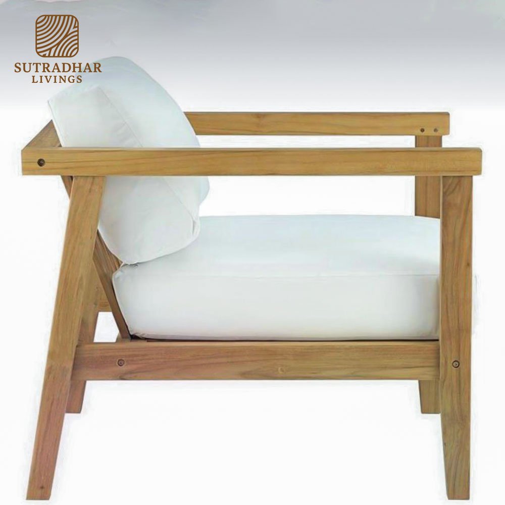 Aspen Open-Frame Lounge Chair – Mango Wood - Image 2
