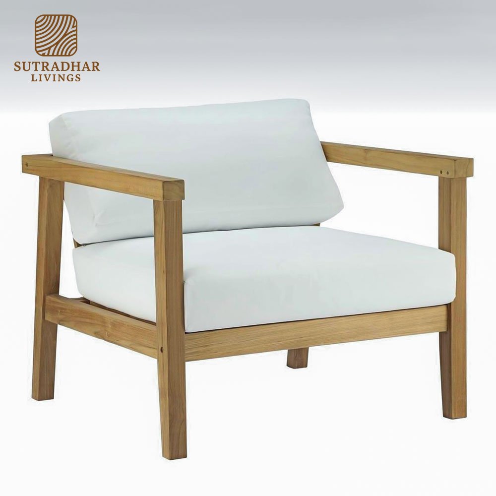 Aspen Open-Frame Lounge Chair – Mango Wood - Image 3