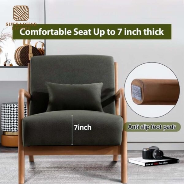 UrbanLounge Wooden Armchair Solid Mango Wood-Teak/Walnut Finish - Image 2