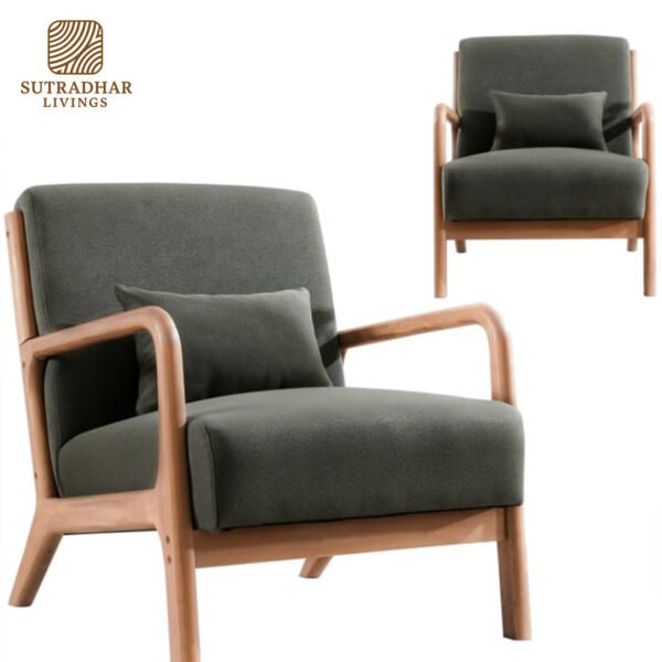 UrbanLounge Wooden Armchair Solid Mango Wood-Teak/Walnut Finish - Image 3