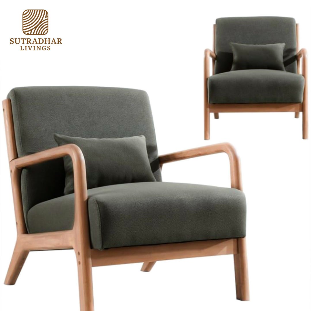 UrbanLounge Wooden Armchair Solid Mango Wood-Teak/Walnut Finish - Image 3