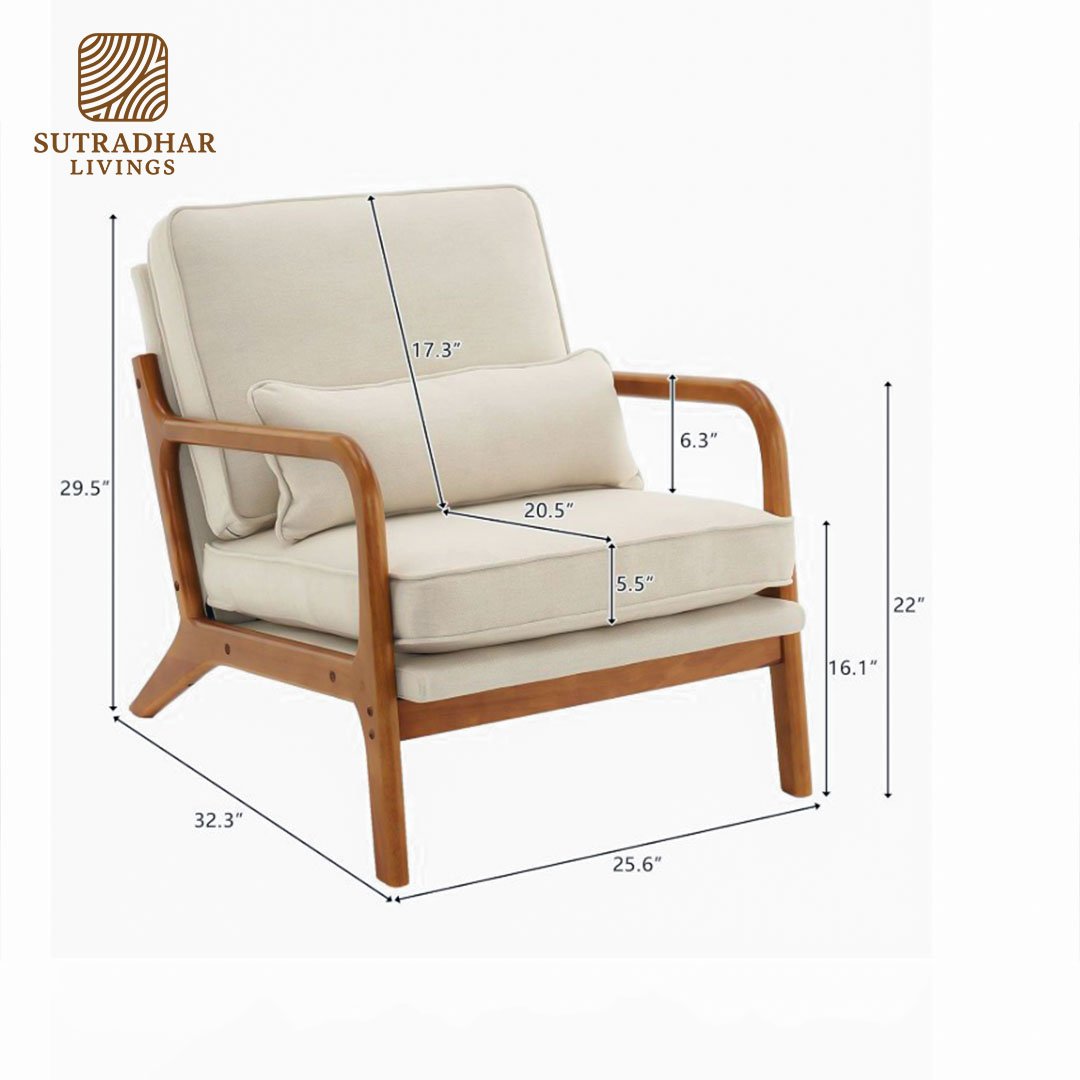 Wooden Comfort Arm Chair – Mango Wood - Image 2