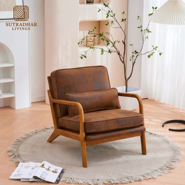Wooden Comfort Arm Chair – Mango Wood - Image 3