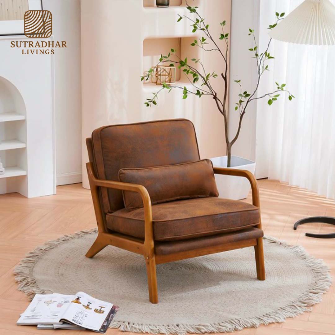 Wooden Comfort Arm Chair – Mango Wood - Image 3