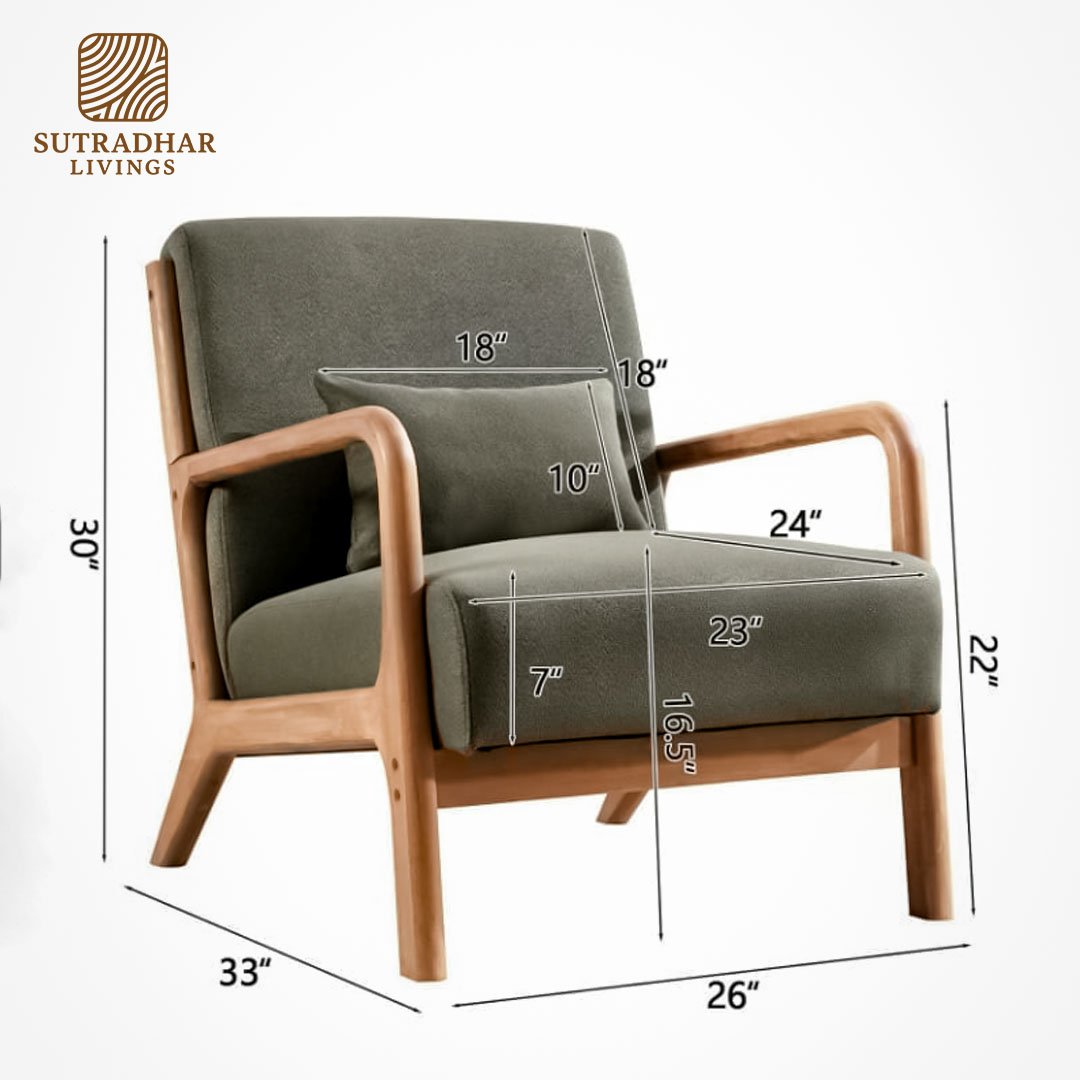 UrbanLounge Wooden Armchair Solid Mango Wood-Teak/Walnut Finish - Image 4