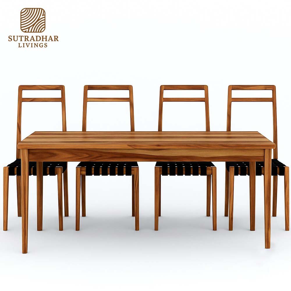 The Rosewood Touch Premium Solid Wood 4-Seater Dining Set - Image 4