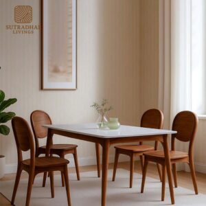 SutradharLivings Marble Top 6-Seater Dining Set