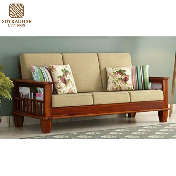 NatureWood Classic Sofa Set -1 Solid Sheesham Wood-Teak/Walnut Finish - Image 4